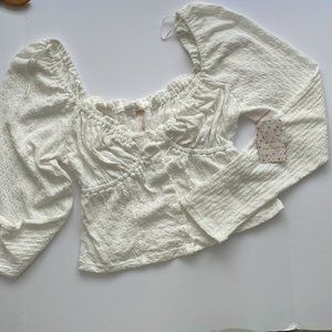 NWT Free People Bardot Style Top White Ivory Size XL